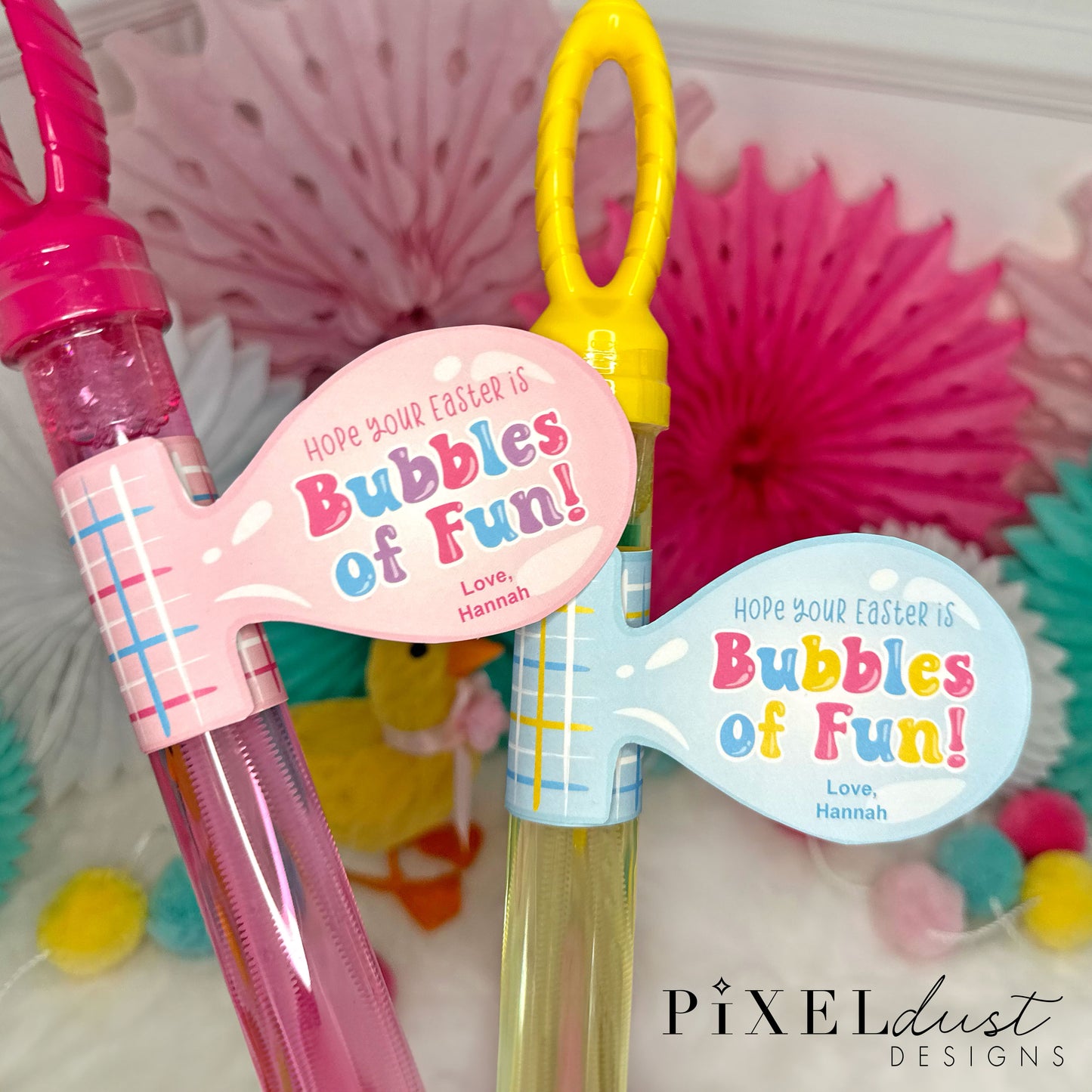 Printable Easter Bubble Wand Tags, Hope your Easter is Bubbles of Fun!