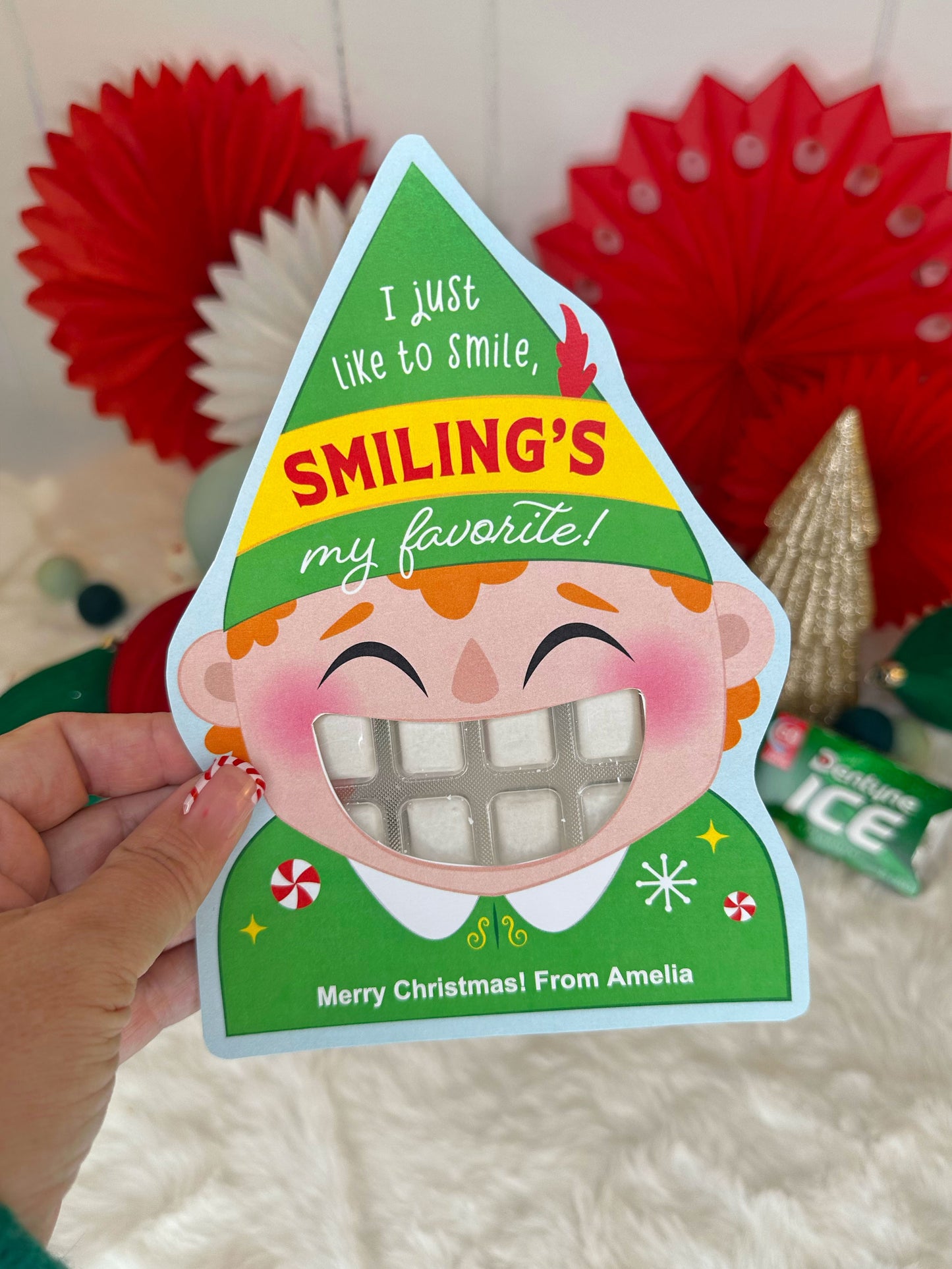 Christmas Elf Chewing Gum Printable Treat Cards