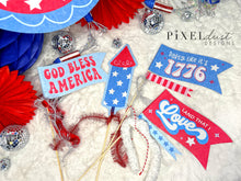 Load image into Gallery viewer, Patriotic 4th of July Printable Pennant Flags, Bunting, Banners &amp; Party Decor
