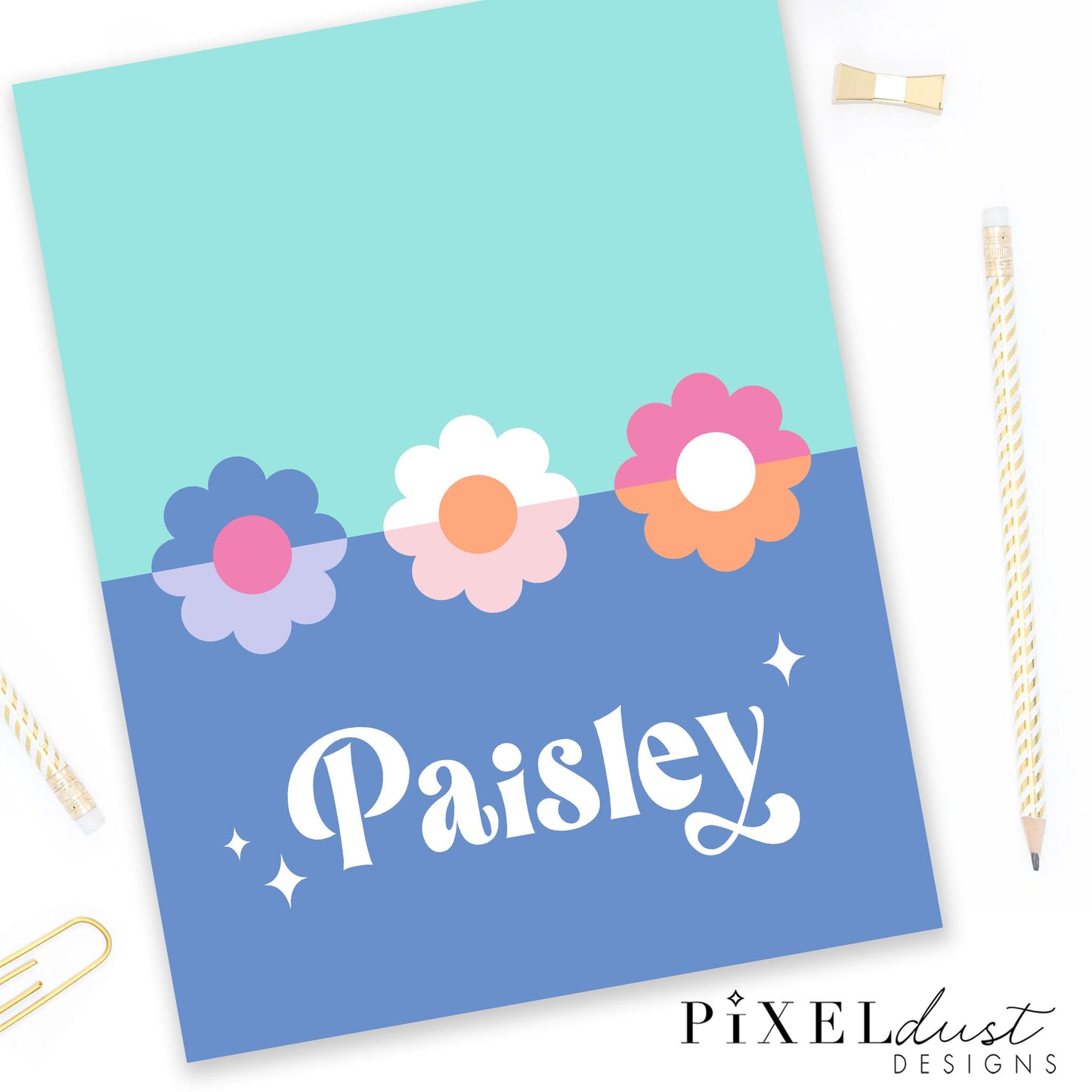 Flower Power Personalized Binder Cover Set