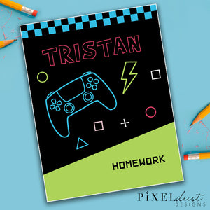 Video Game, Gamer Personalized Binder Cover Set