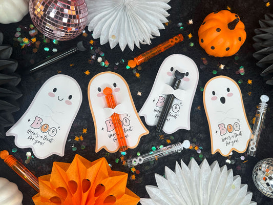 Cute Ghost Halloween Treat Holder Printable Card