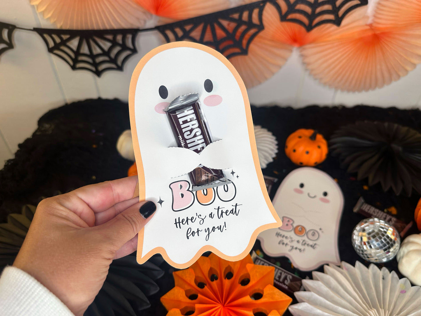 Cute Ghost Halloween Treat Holder Printable Card
