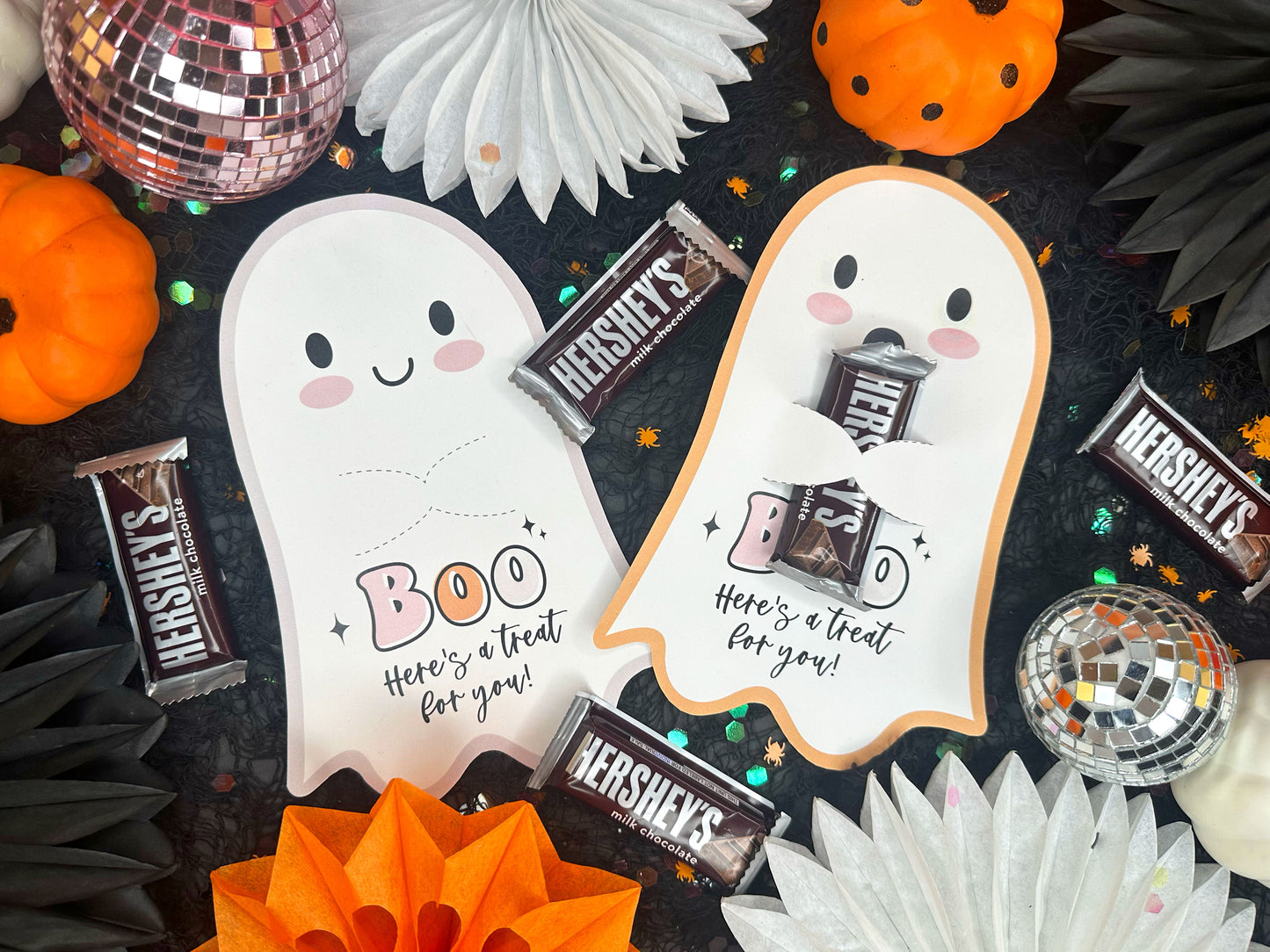 Cute Ghost Halloween Treat Holder Printable Card