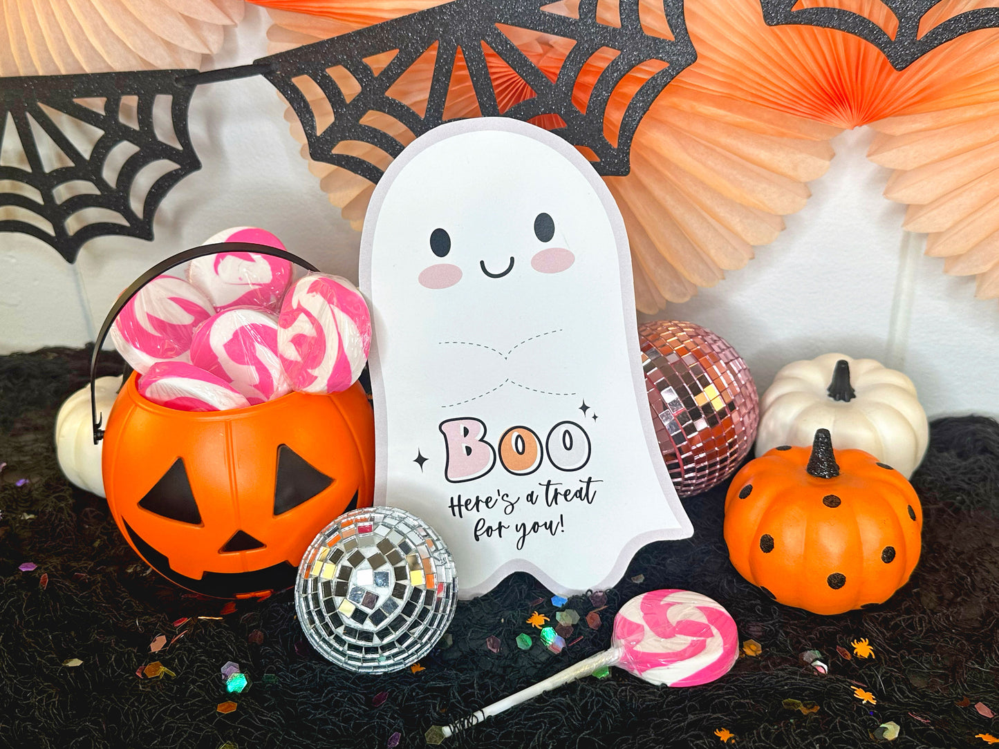 Cute Ghost Halloween Treat Holder Printable Card