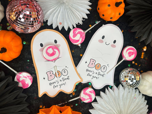 Cute Ghost Halloween Treat Holder Printable Card