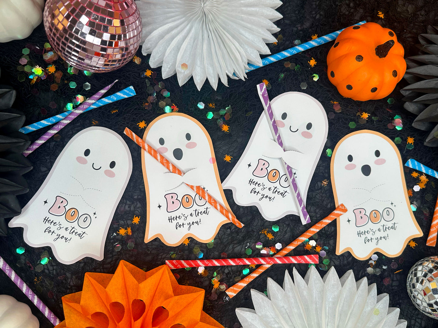 Cute Ghost Halloween Treat Holder Printable Card