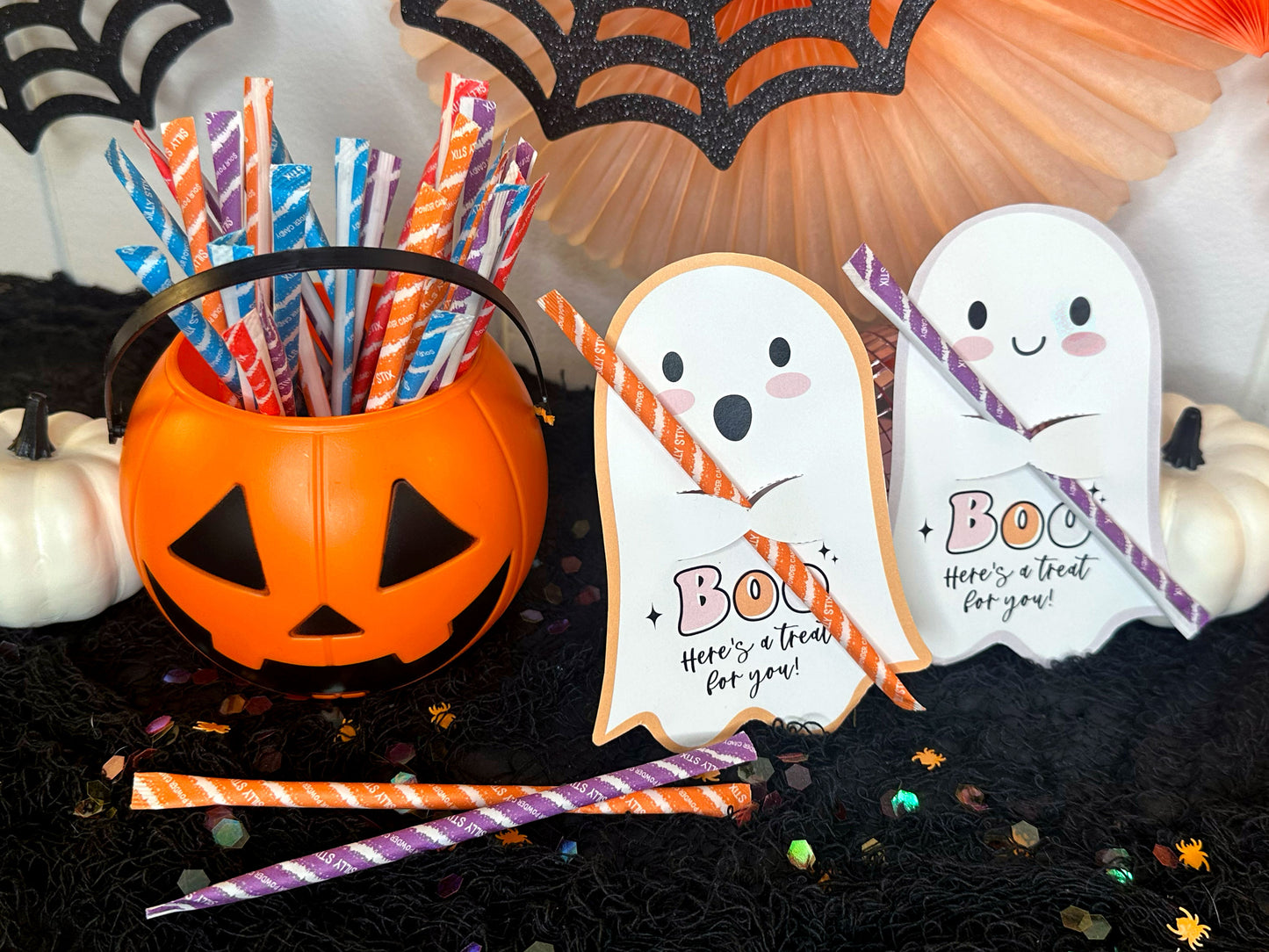 Cute Ghost Halloween Treat Holder Printable Card
