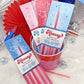 Hooray for the Red, White & Glow 4th of July Glow Stick Holder Cards, Patriotic Party Favors