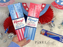 Load image into Gallery viewer, Hooray for the Red, White &amp; Glow 4th of July Glow Stick Holder Cards, Patriotic Party Favors
