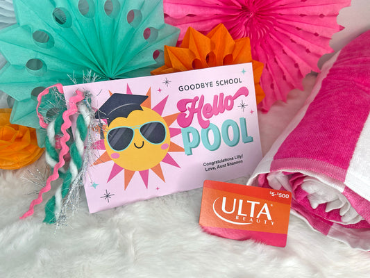 "Goodbye School Hello Pool" Printable Graduation Gift Tag
