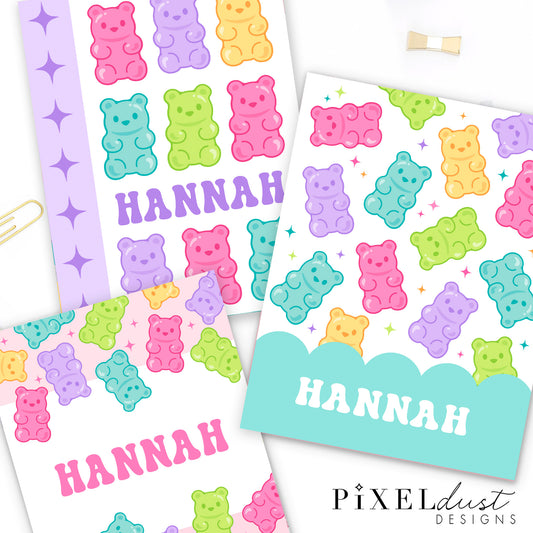 Sweet Gummy Bear Personalized Binder Cover Set