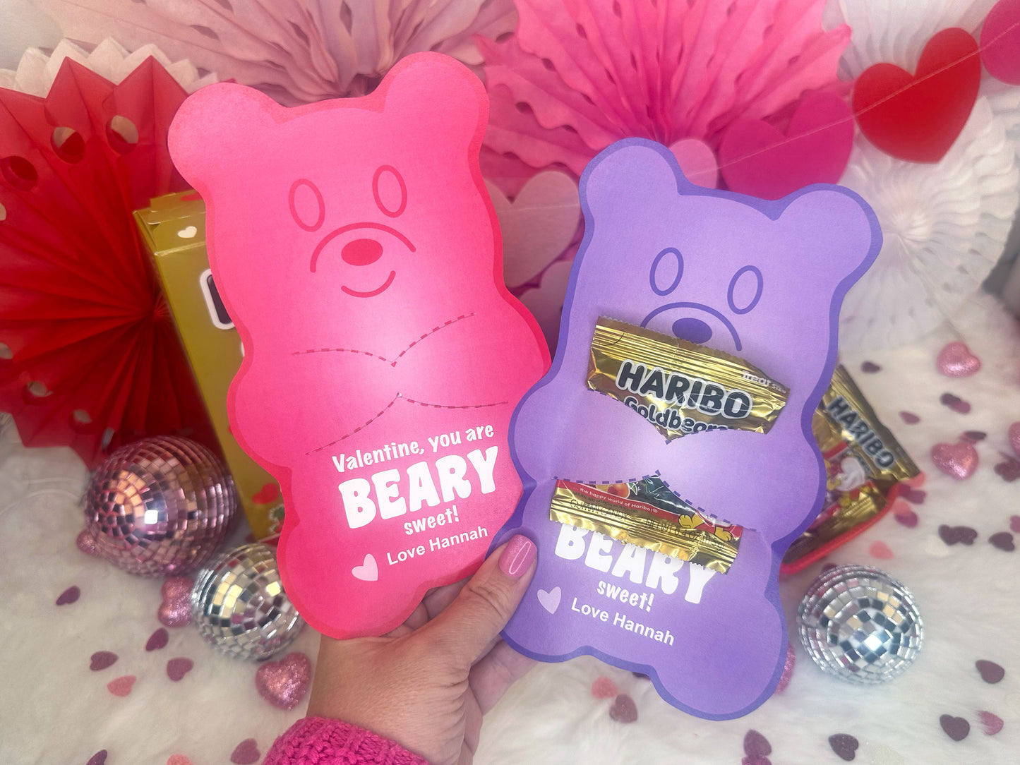 Gummy Bear Printable Valentine Treat Holder Cards
