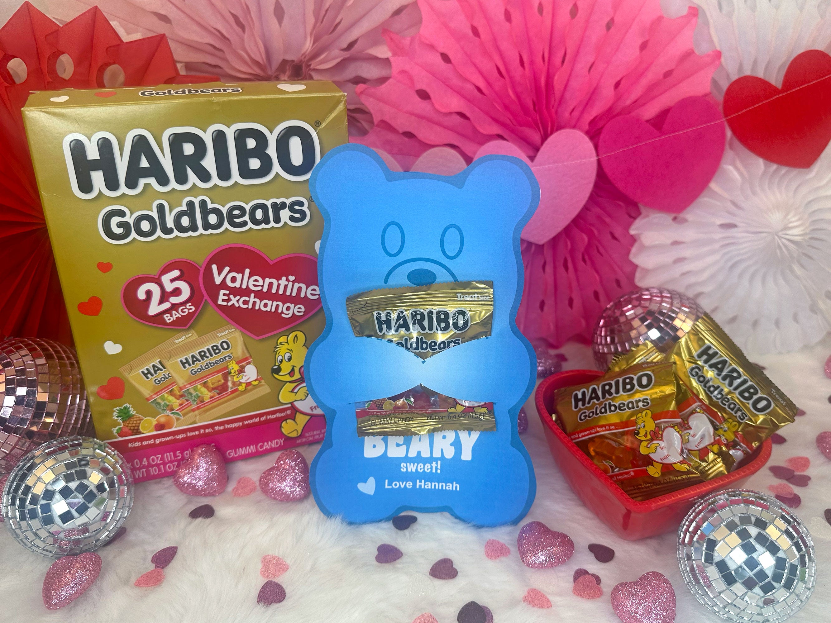Gummy Bear Printable Treat Holder Valentine Cards, Classroom