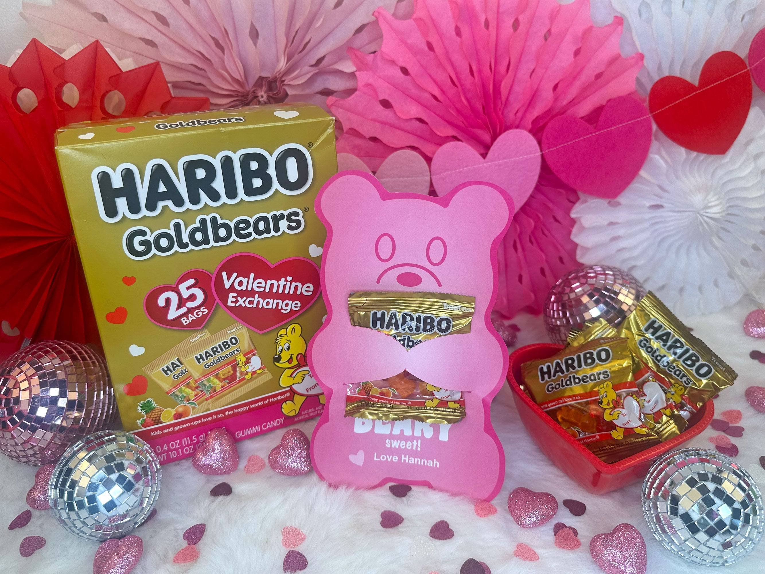 Gummy Bear Printable Treat Holder Valentine Cards, Classroom