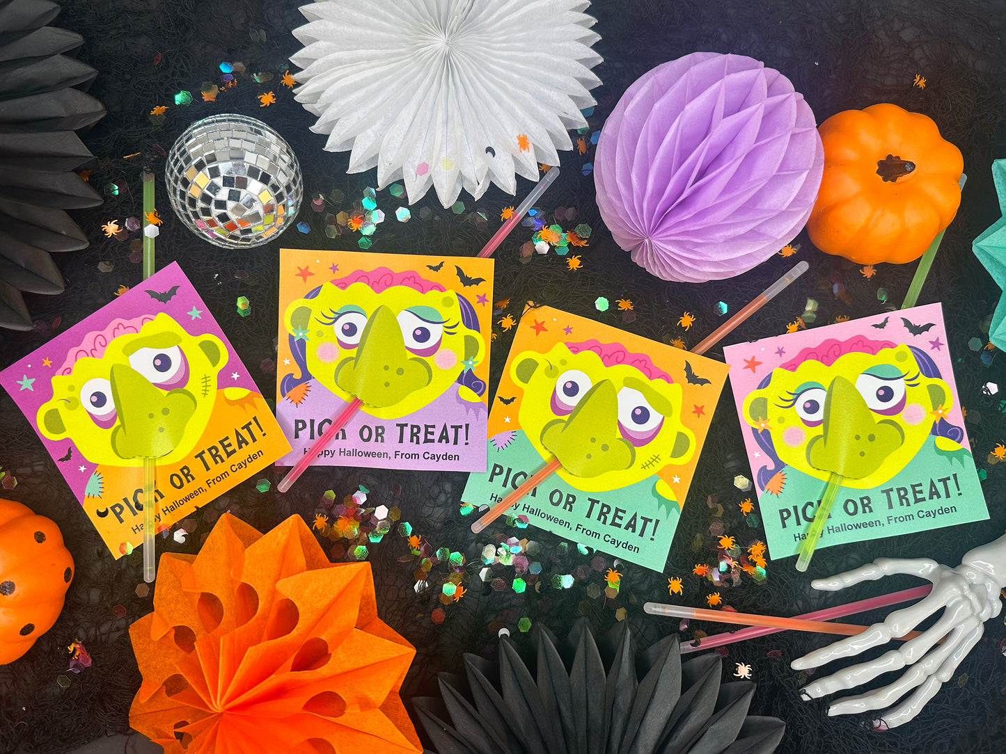 PICK or Treat Zombie Nose Halloween Printable Treat Cards
