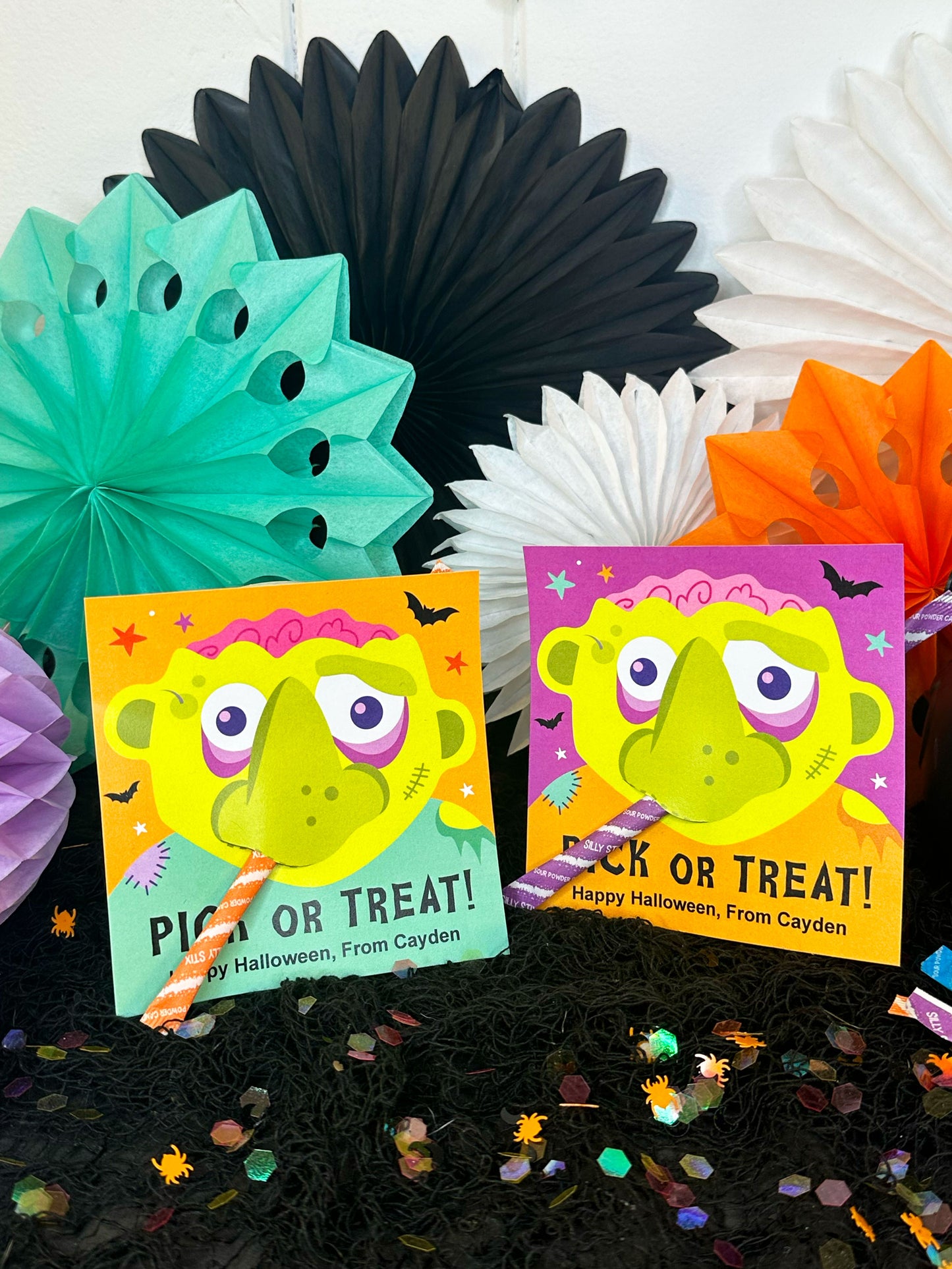 PICK or Treat Zombie Nose Halloween Printable Treat Cards