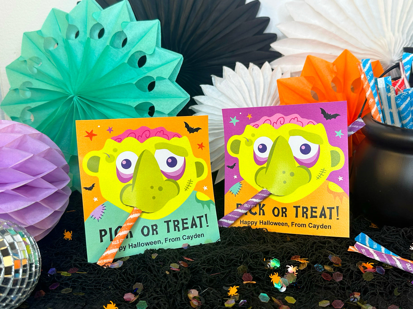 PICK or Treat Zombie Nose Halloween Printable Treat Cards