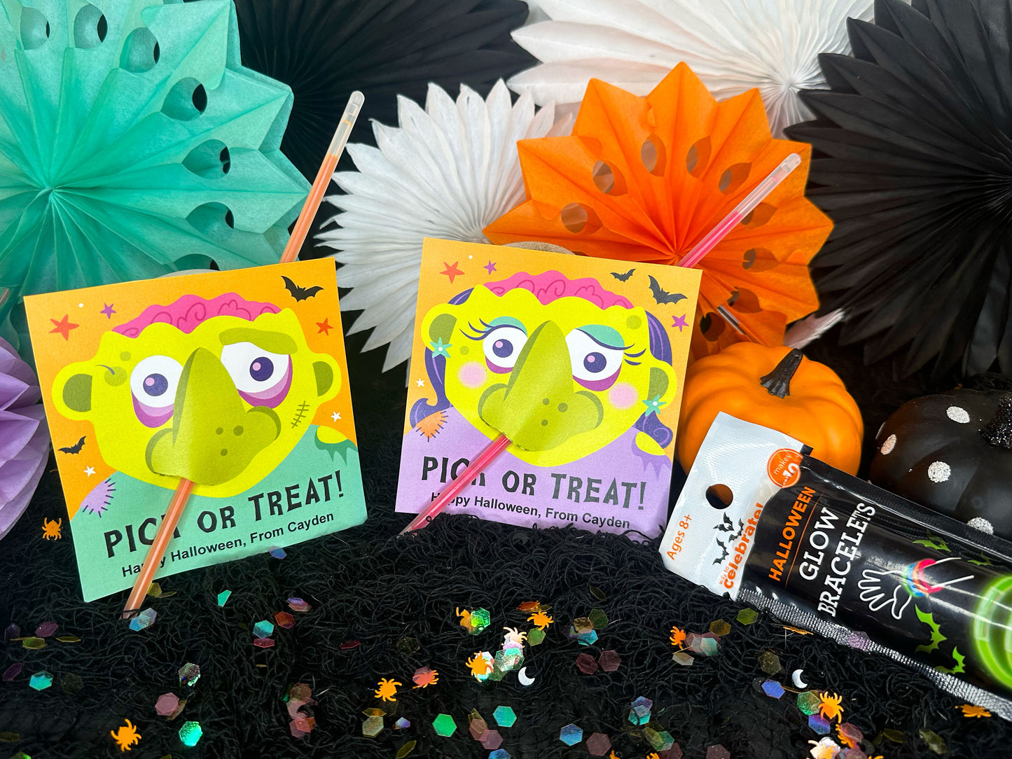 PICK or Treat Zombie Nose Halloween Printable Treat Cards
