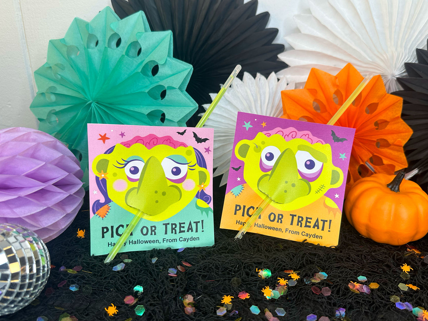 PICK or Treat Zombie Nose Halloween Printable Treat Cards