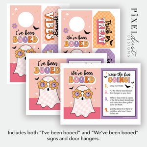 Cute Retro Ghost Halloween Pennant Flags - You've Been Booed Printable Set