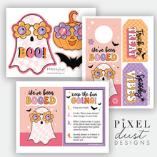 Load image into Gallery viewer, Cute Retro Ghost Halloween Pennant Flags - You&#39;ve Been Booed Printable Set
