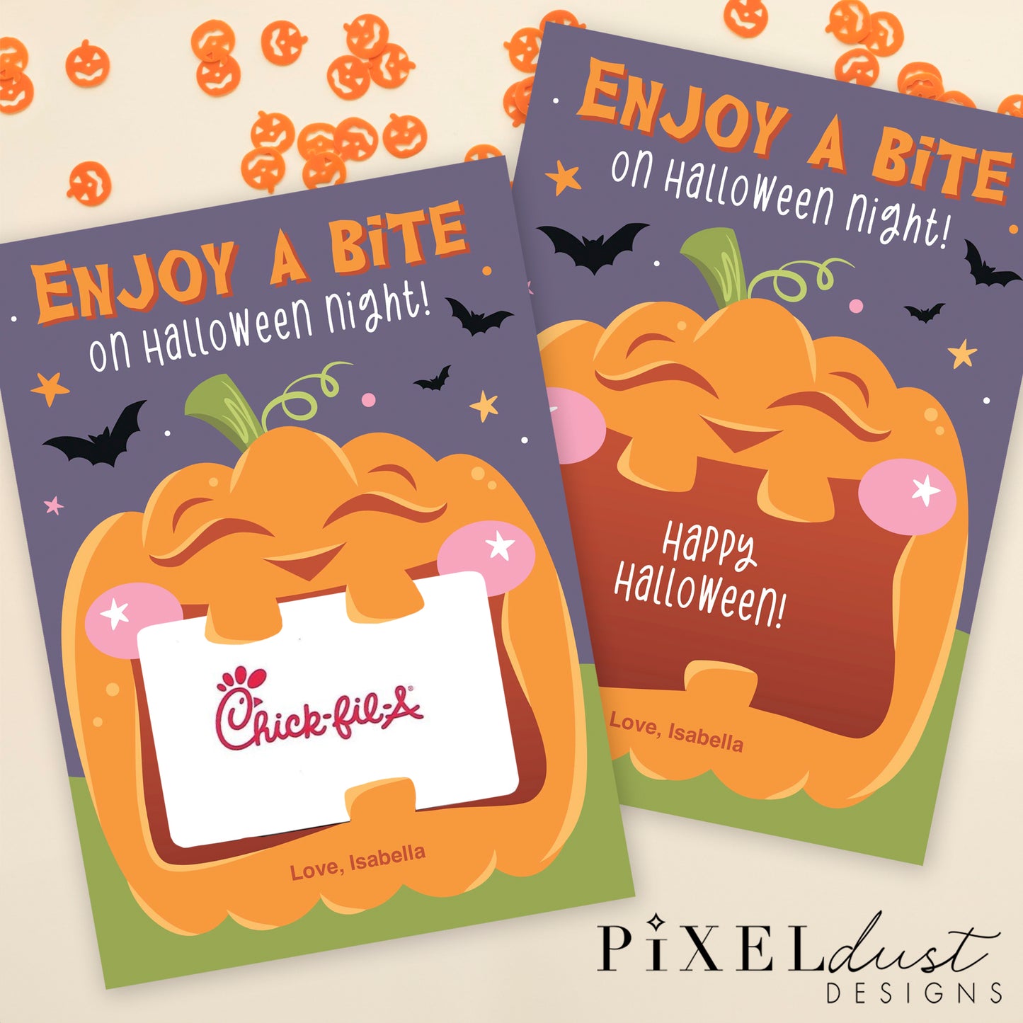 Jack-O-Lantern Printable Halloween Gift Card Holders