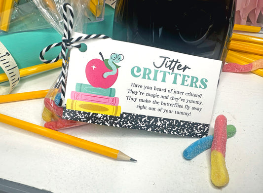 Book Worms / Jitter Critters Gummy Worm treat tags for students