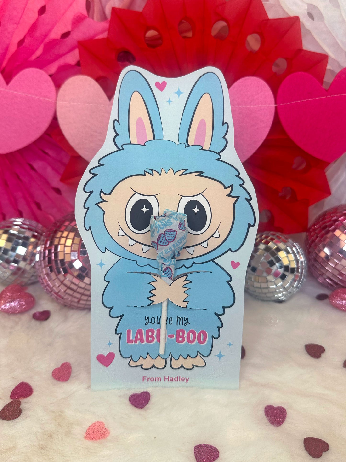 Cute Monster Bunny Printable Valentine Treat Holder Cards for Kids