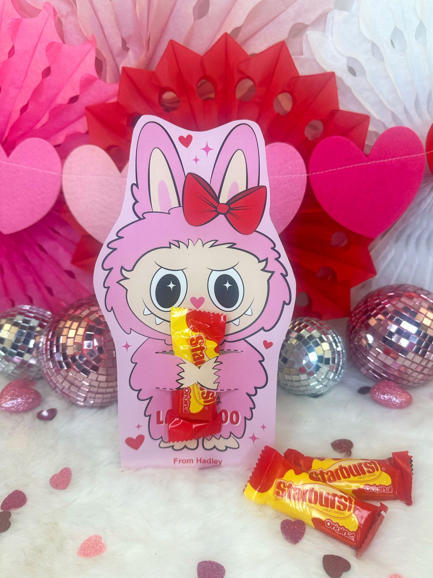 Cute Monster Bunny Printable Valentine Treat Holder Cards for Kids