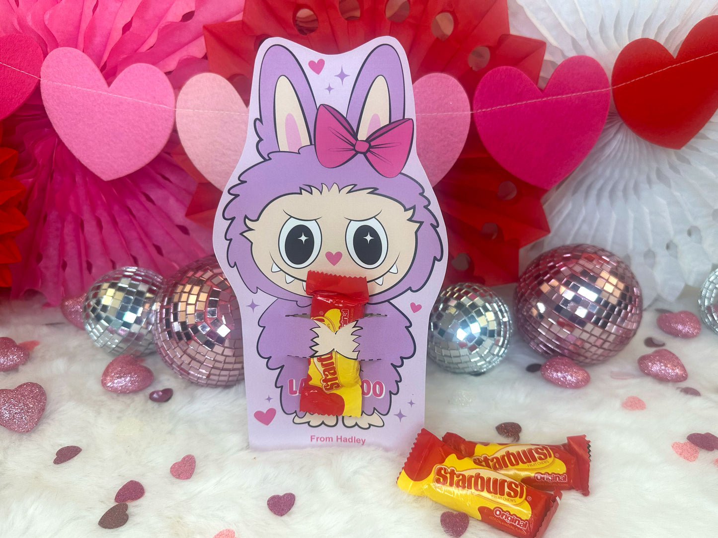 Cute Monster Bunny Printable Valentine Treat Holder Cards for Kids