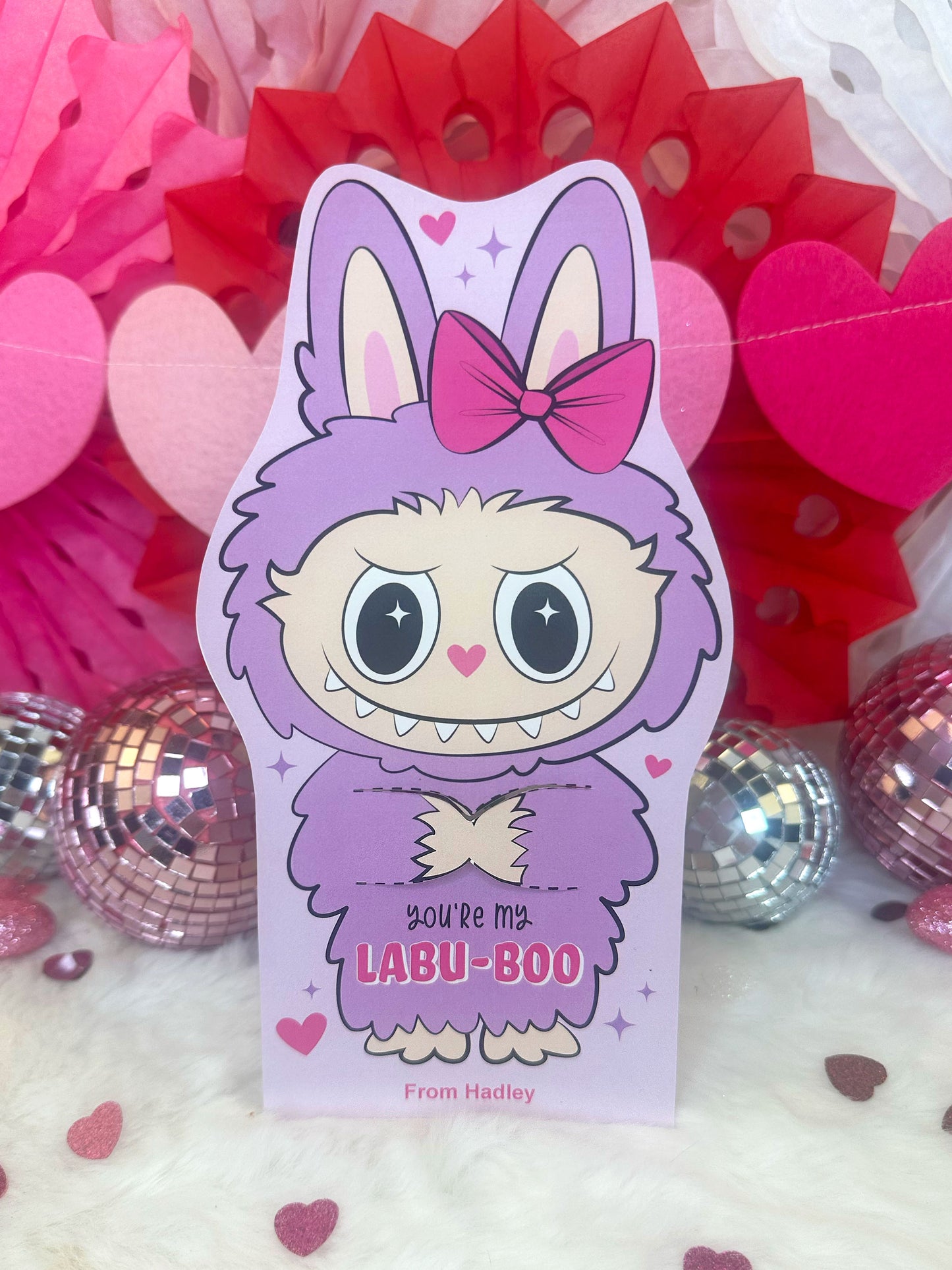 Cute Monster Bunny Printable Valentine Treat Holder Cards for Kids