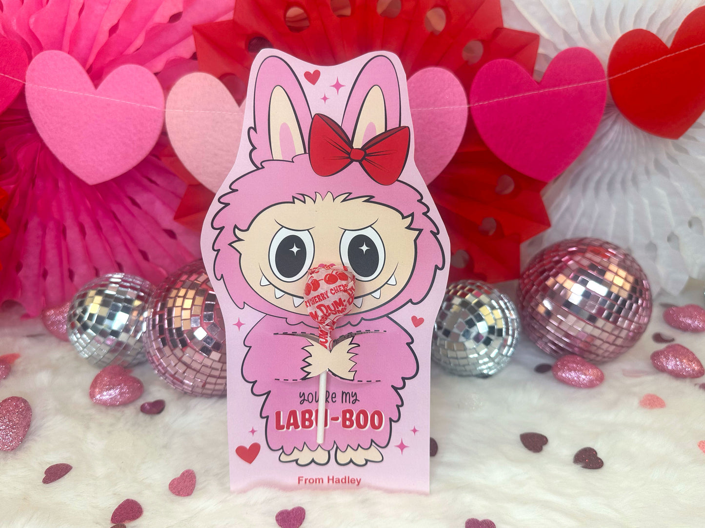 Cute Monster Bunny Printable Valentine Treat Holder Cards for Kids