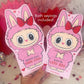 Cute Monster Bunny Printable Valentine Treat Holder Cards for Kids