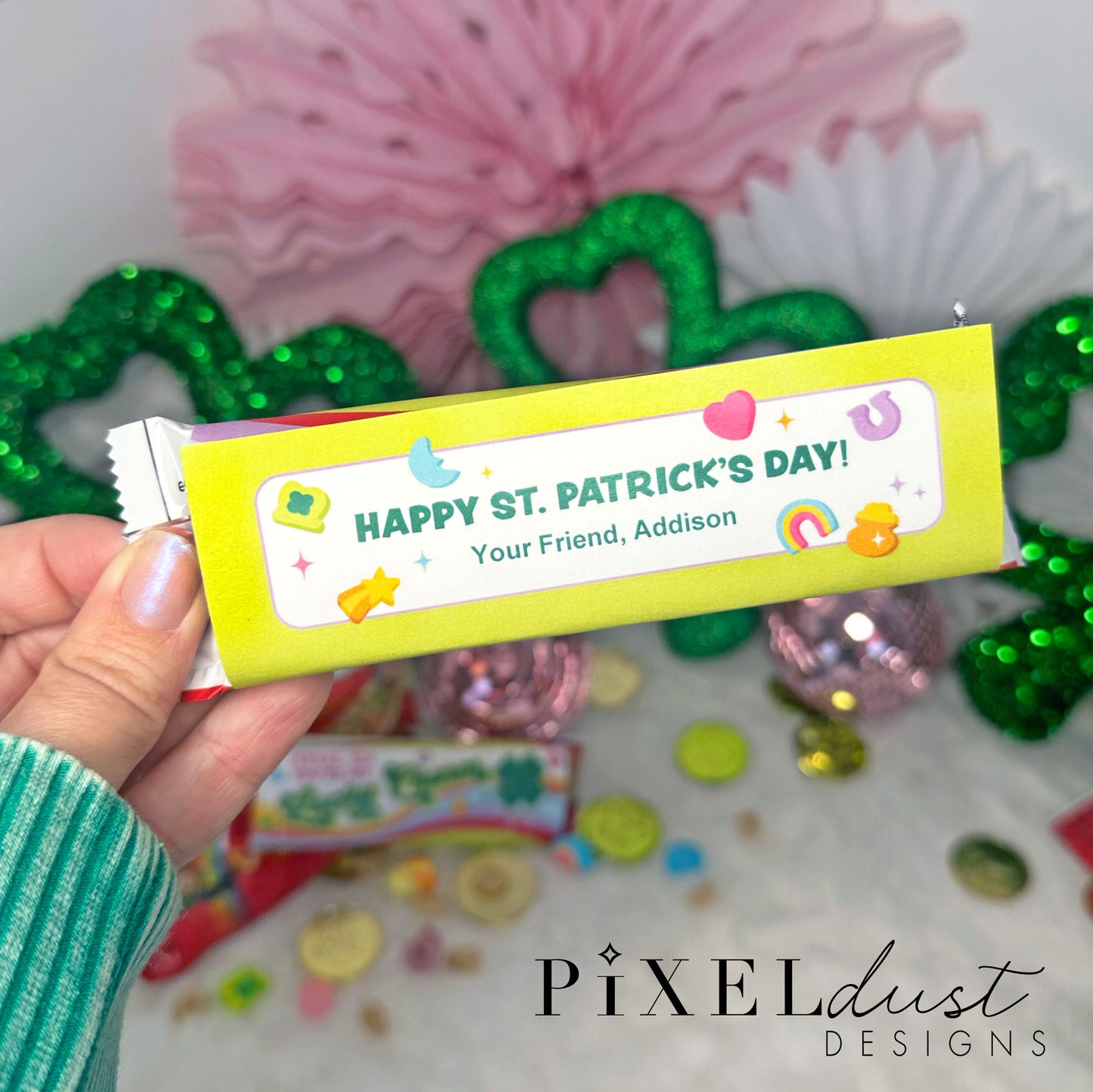 Lucky Charms Bag Topper and Cereal Bar Wrappers, Printable St. Patrick's Day Treat