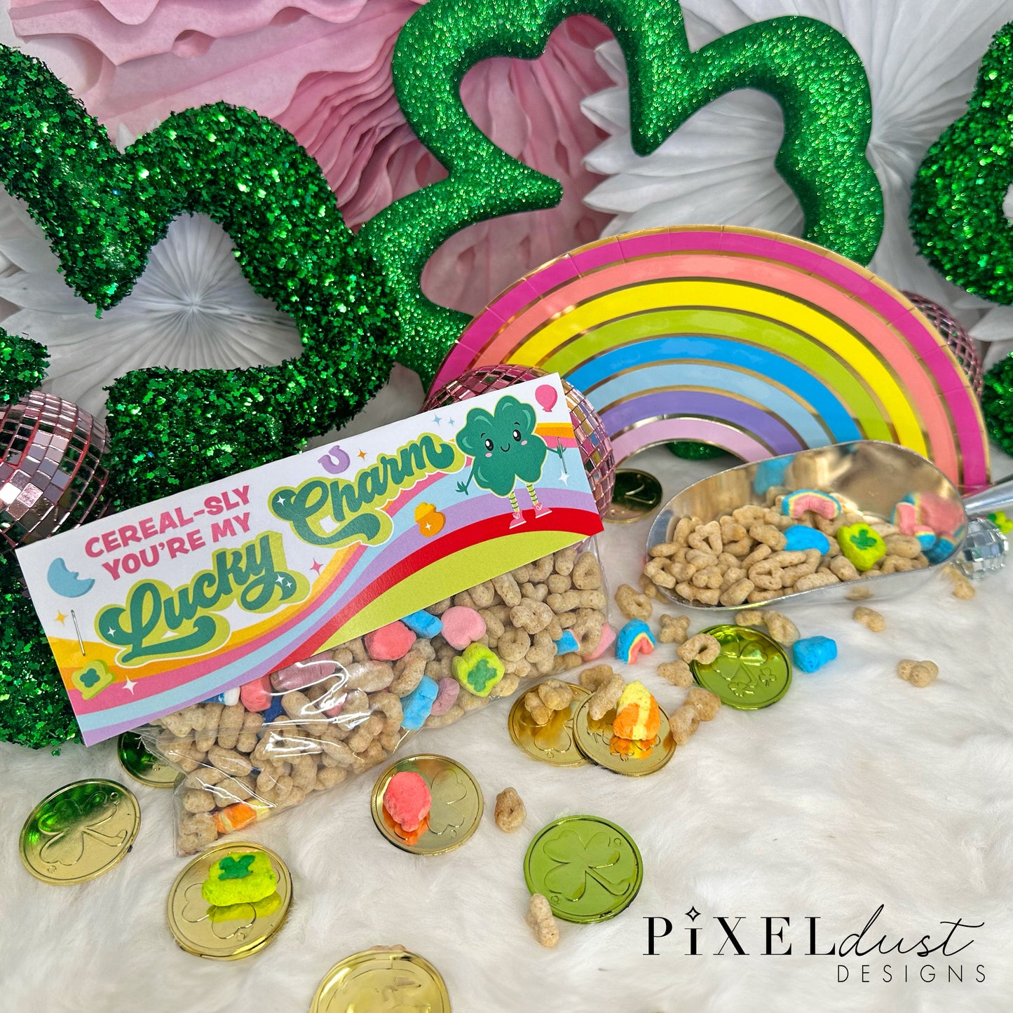 Lucky Charms Bag Topper and Cereal Bar Wrappers, Printable St. Patrick's Day Treat