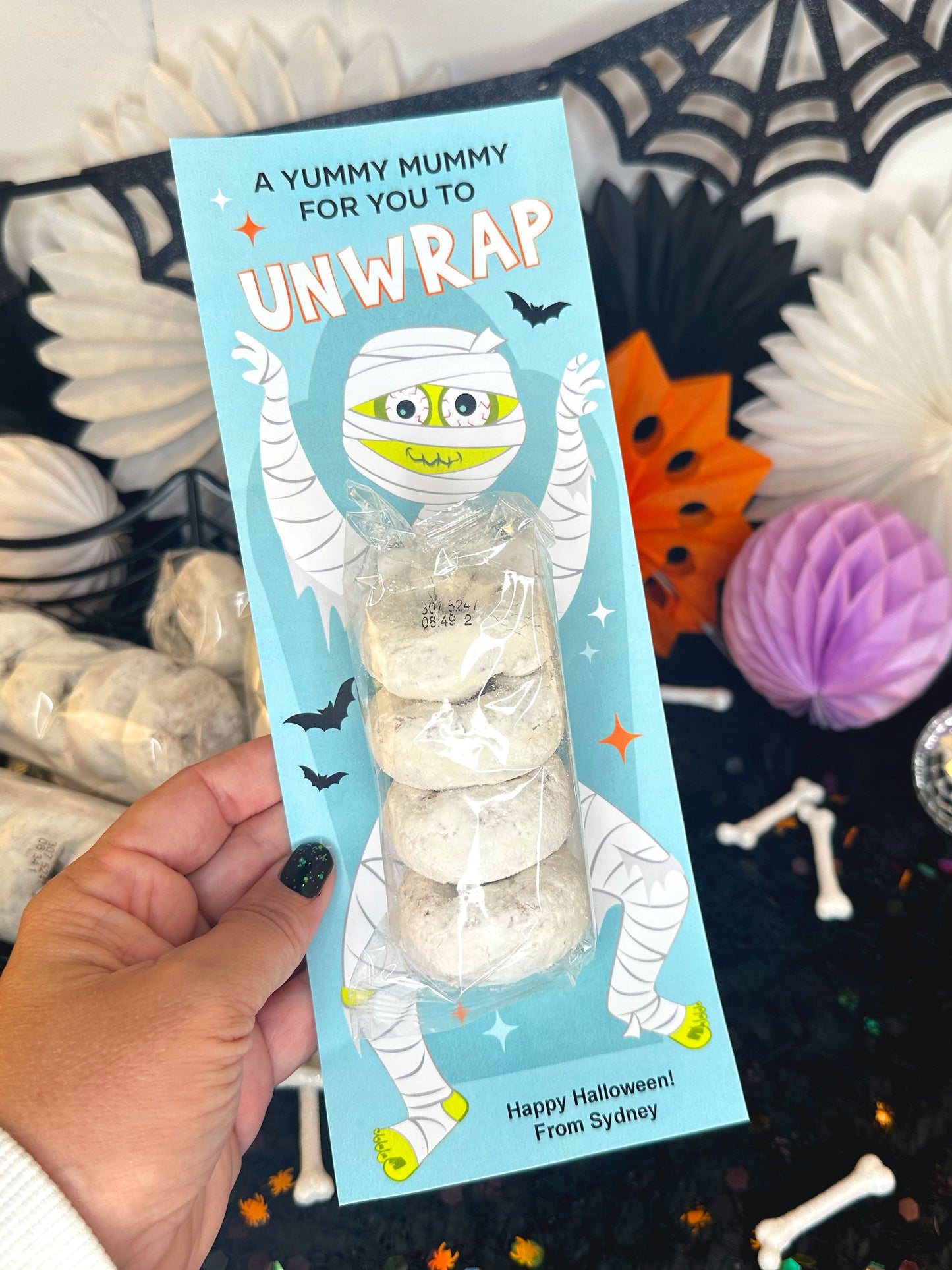 Yummy Mummy Donut Printable Halloween Treat Cards