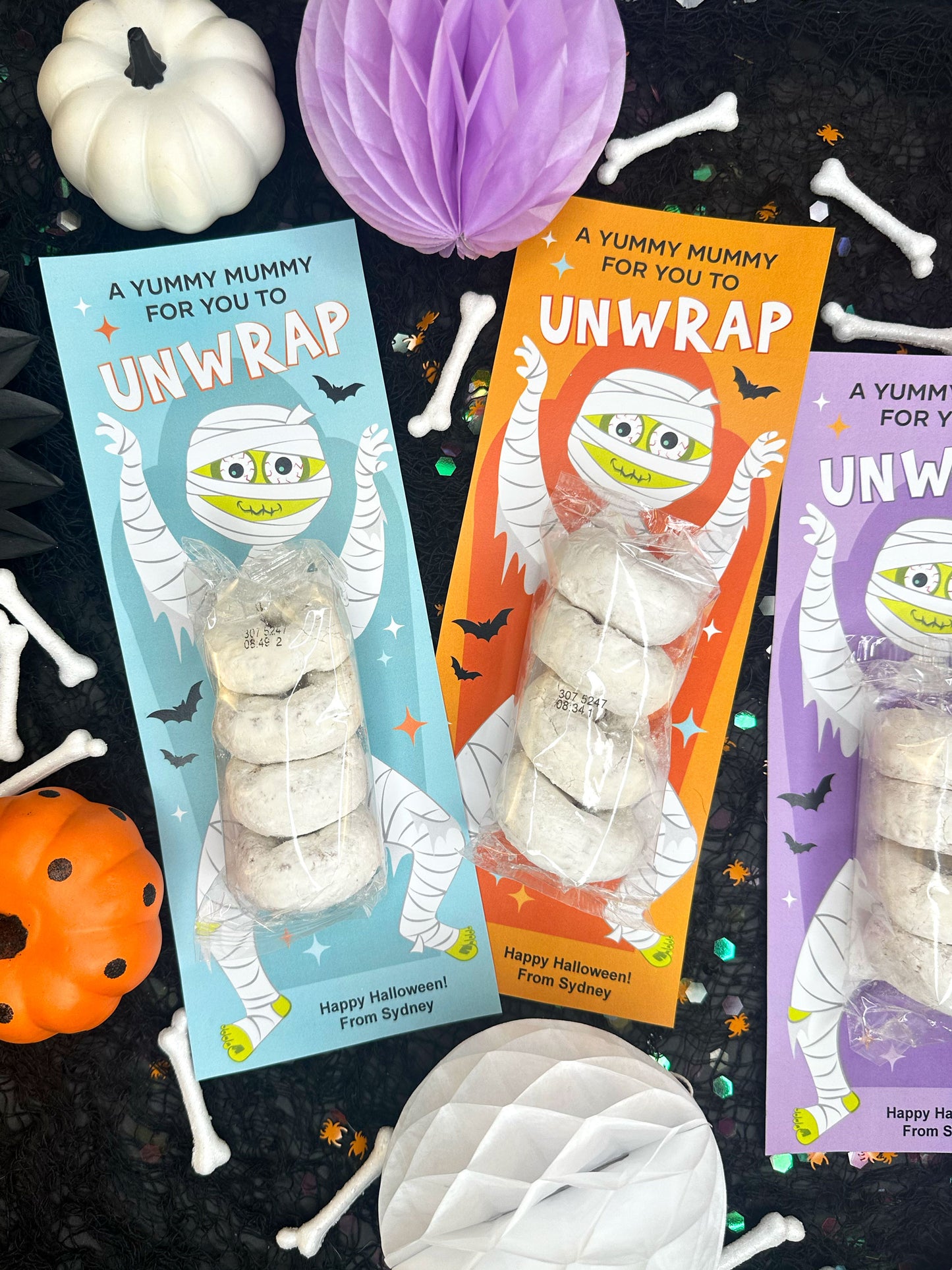Yummy Mummy Donut Printable Halloween Treat Cards