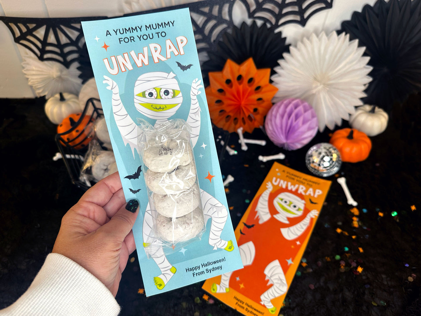 Yummy Mummy Donut Printable Halloween Treat Cards