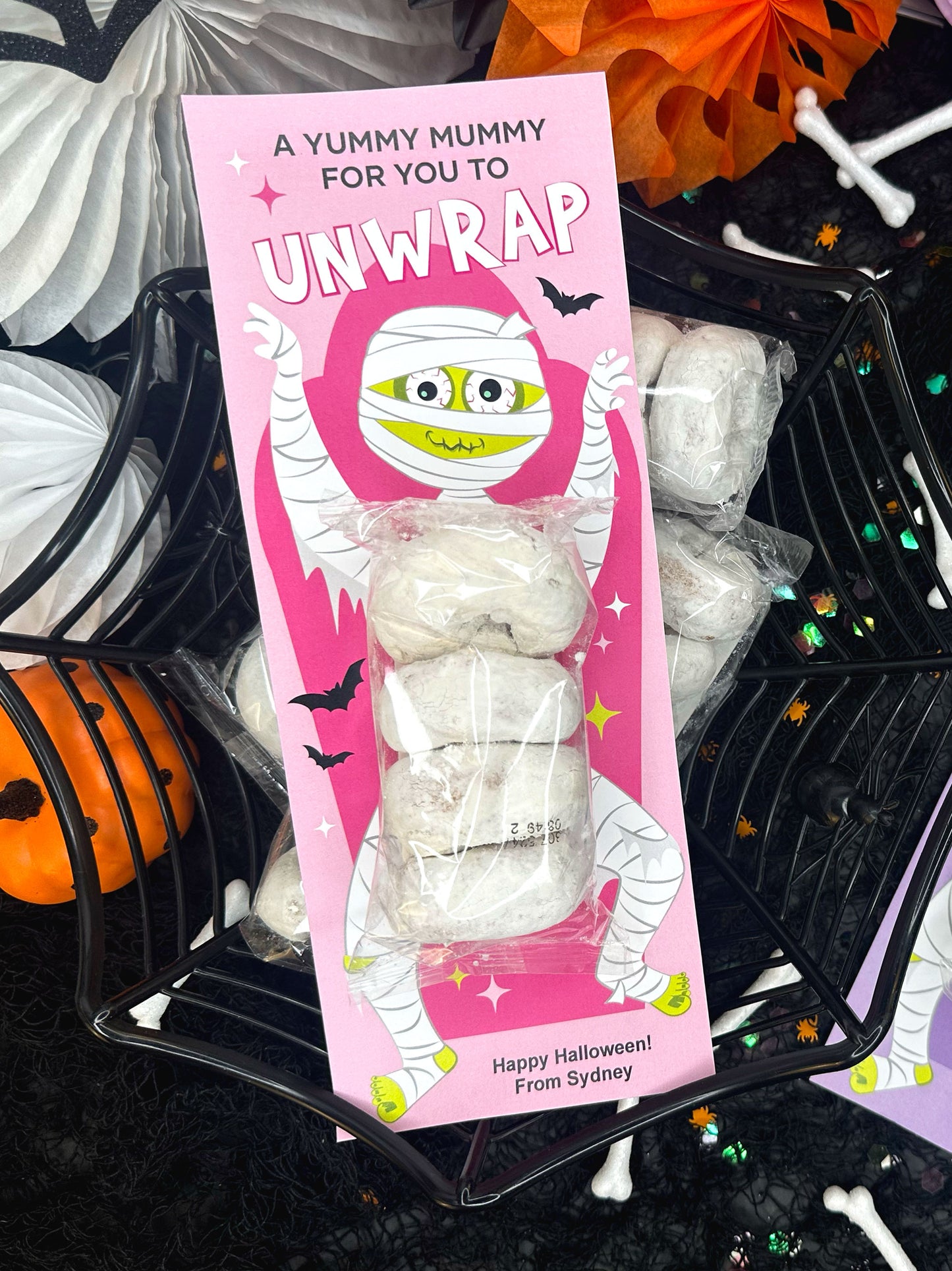 Yummy Mummy Donut Printable Halloween Treat Cards