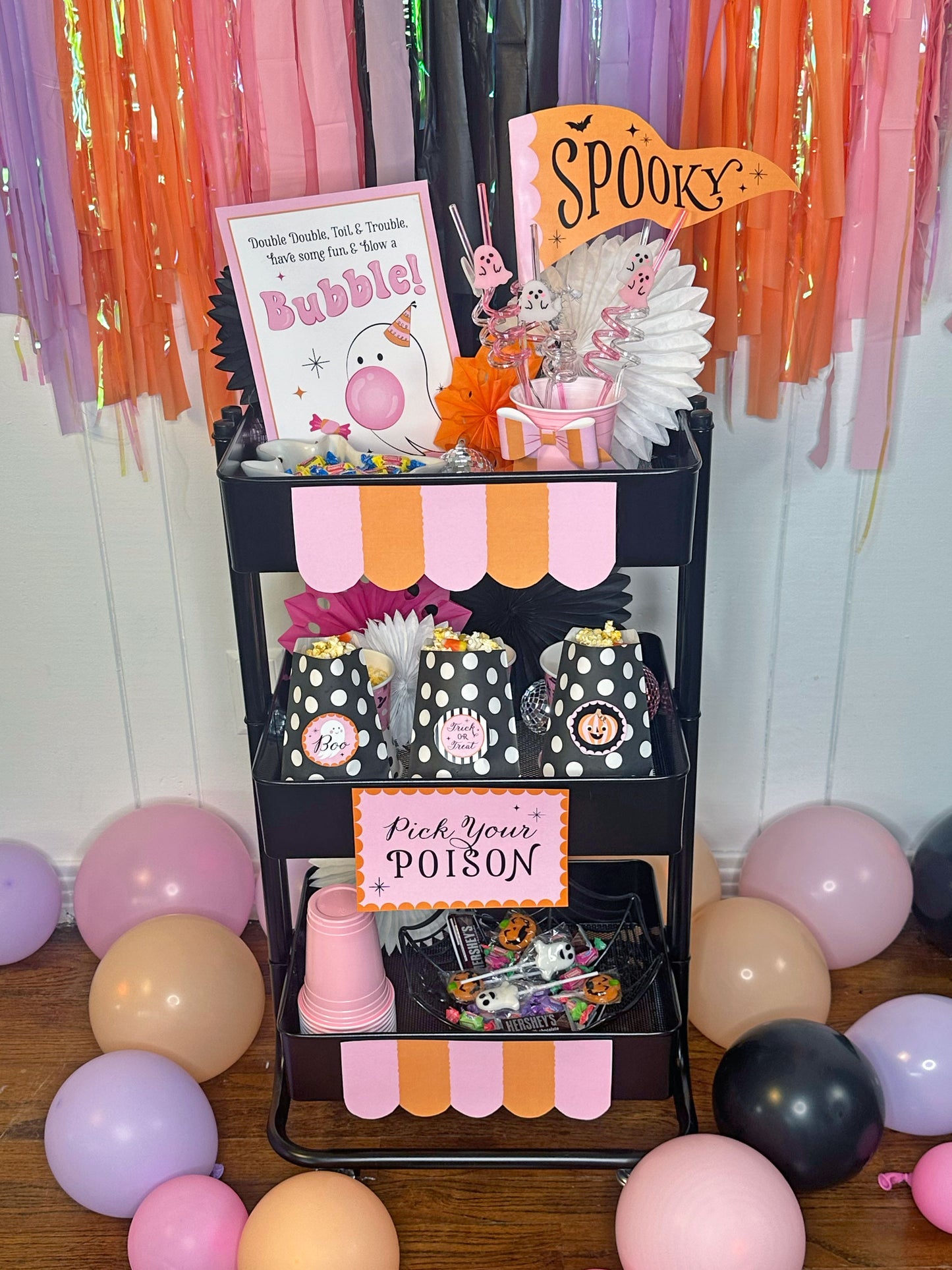 Boo La La Halloween Party Decor Set, Printable Flags, Picks and Signs