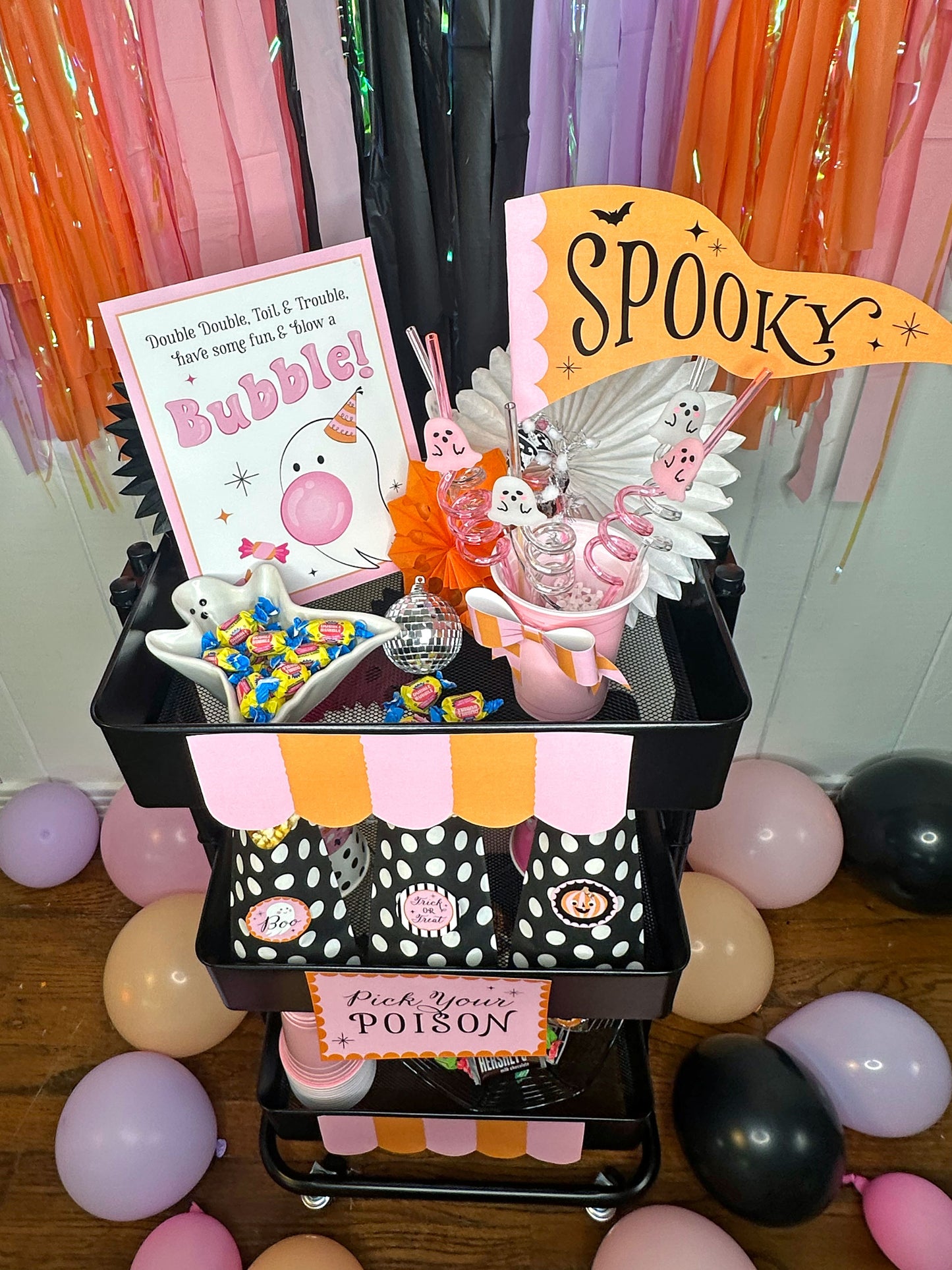 Boo La La Halloween Party Decor Set, Printable Flags, Picks and Signs