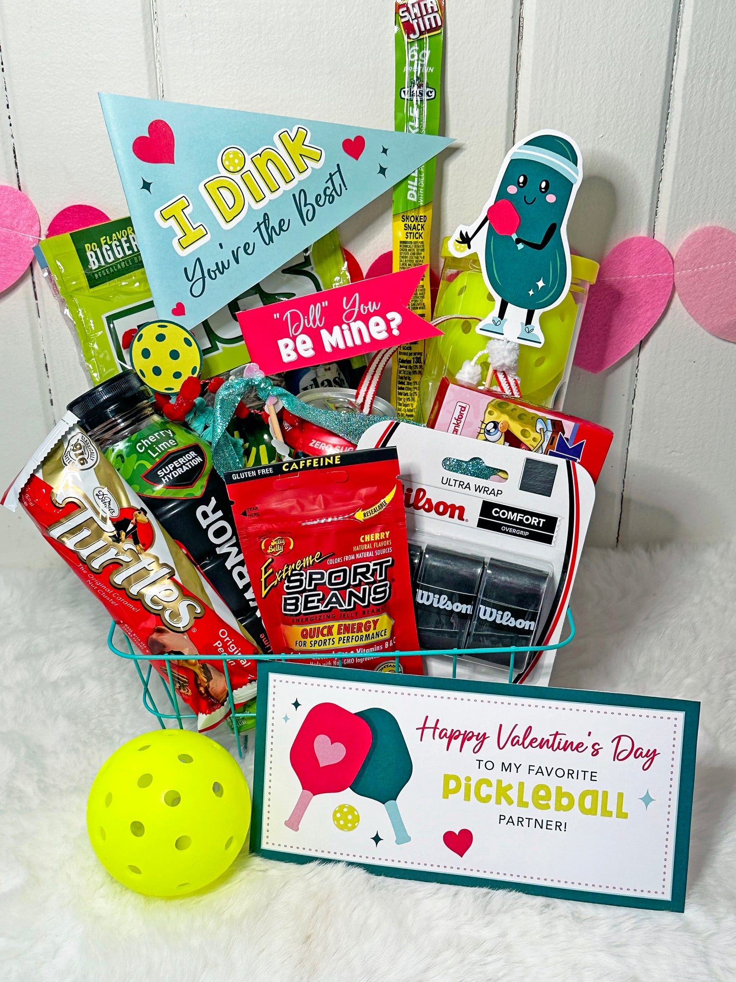 Printable Valentine Pickleball Gift Basket Set