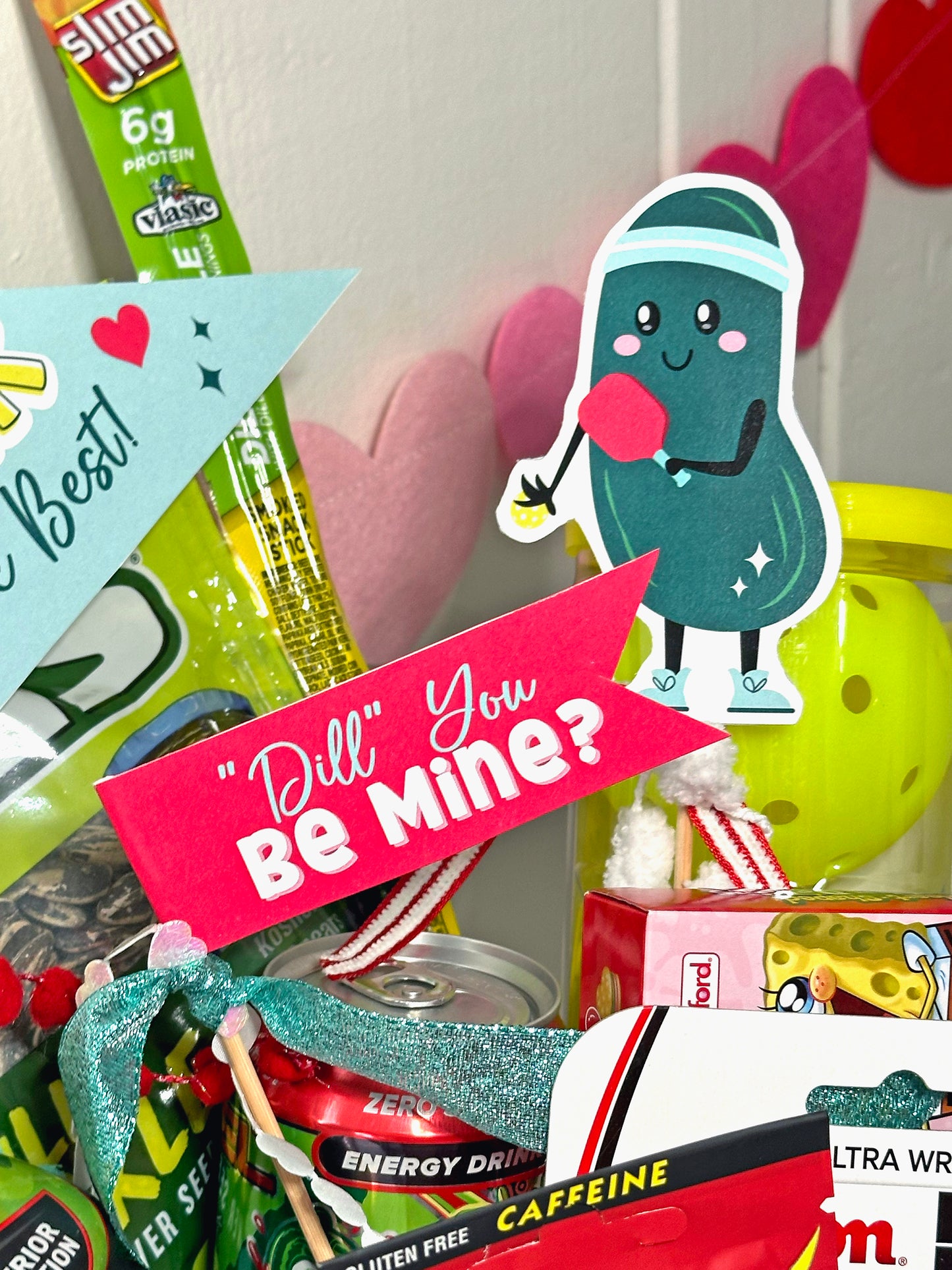 Printable Valentine Pickleball Gift Basket Set