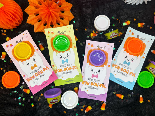 Play Dough Ghost Printable Halloween Treat Cards