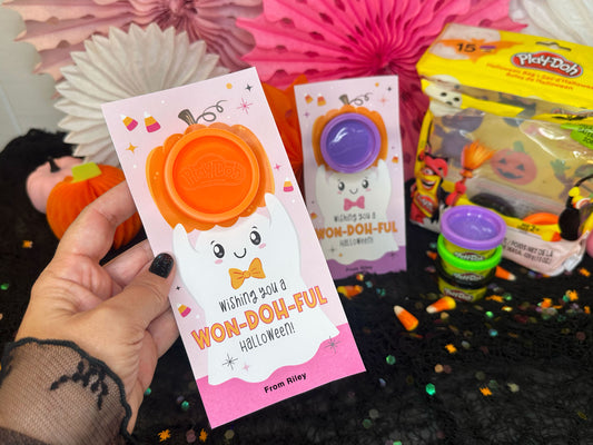 Play Dough Ghost Printable Halloween Treat Cards