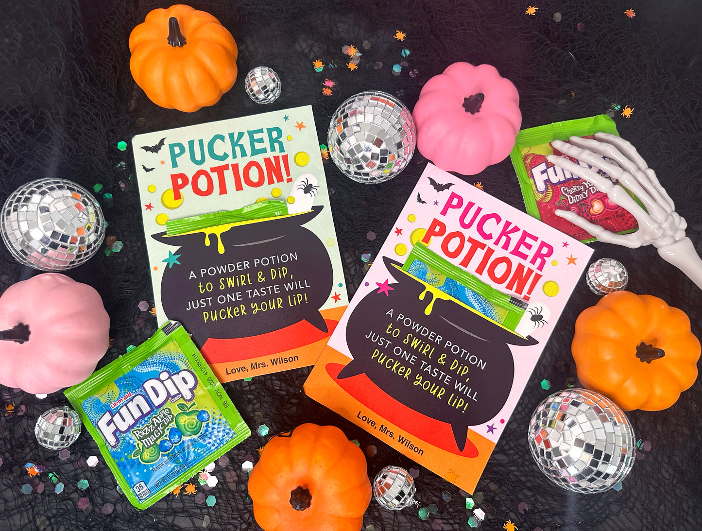 Pucker Potion Fun Dip Candy Halloween Trick or Treat Cards for Kids