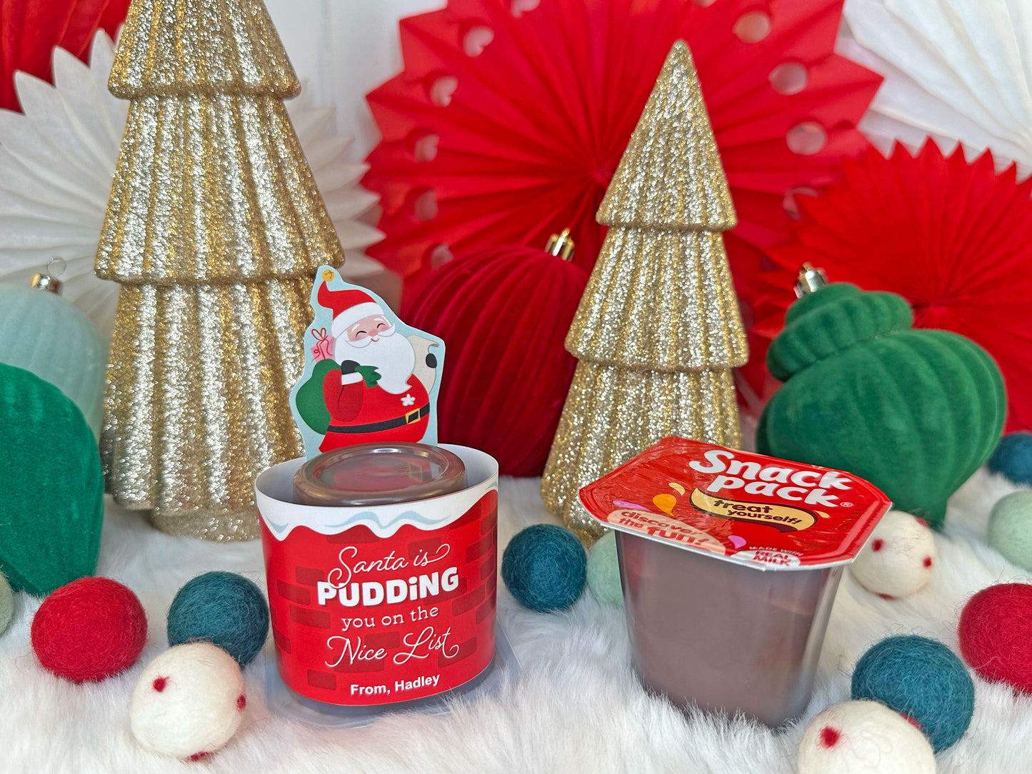 Santa / Chimney Christmas Pudding Cup Printable Treat Cards