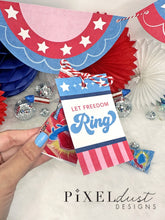 Load image into Gallery viewer, Let Freedom RING Printable Ring Pop Tags, 4th of July Party Favors

