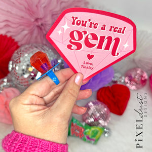 You're a Gem, Printable Ring Pop Valentine Cards